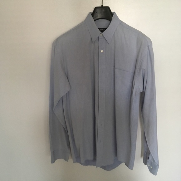 Hugo boss dress shirt 100% cotton light blue button down long sleeve 15.5 pa0189 - Picture 2 of 6